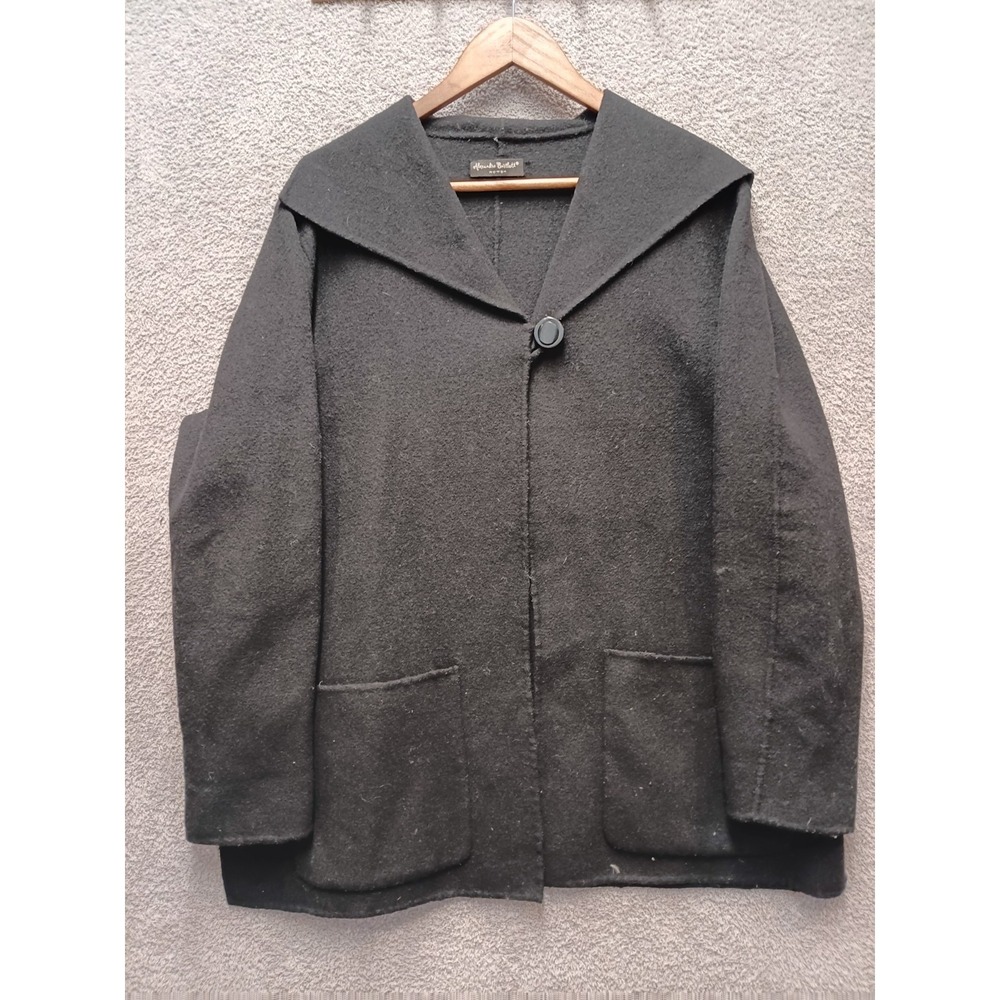 Alexandra Bartlett Women 1X Black 100% Wool Coat Shawl Collar‎